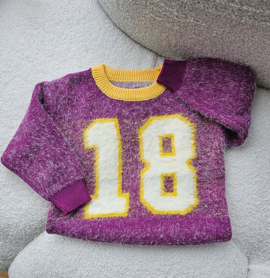 Fuzzy 18 jersey sweater