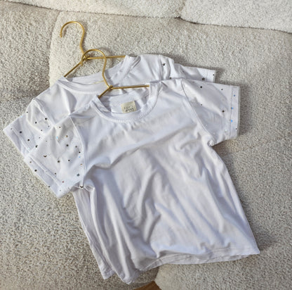 Fancy white & silver star tee