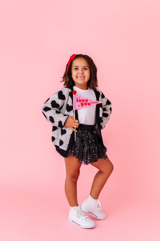 Fuzzy heart cardigan