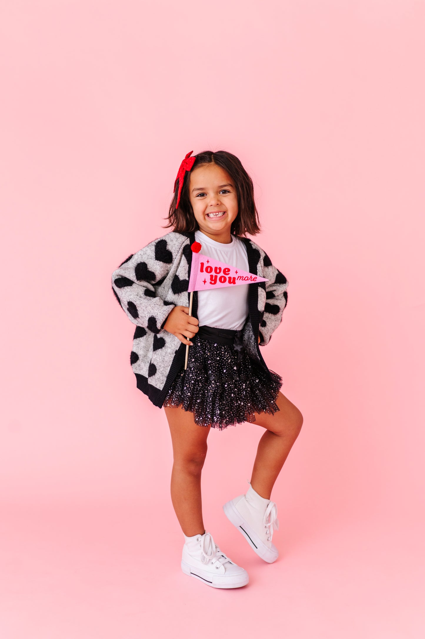 Fuzzy heart cardigan