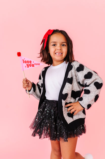 Fuzzy heart cardigan