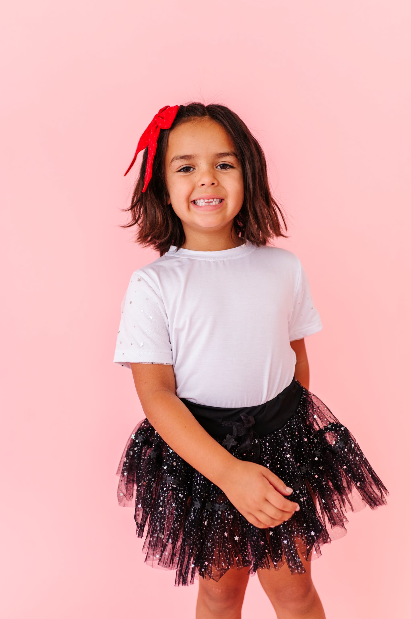 Fancy white & silver star tee