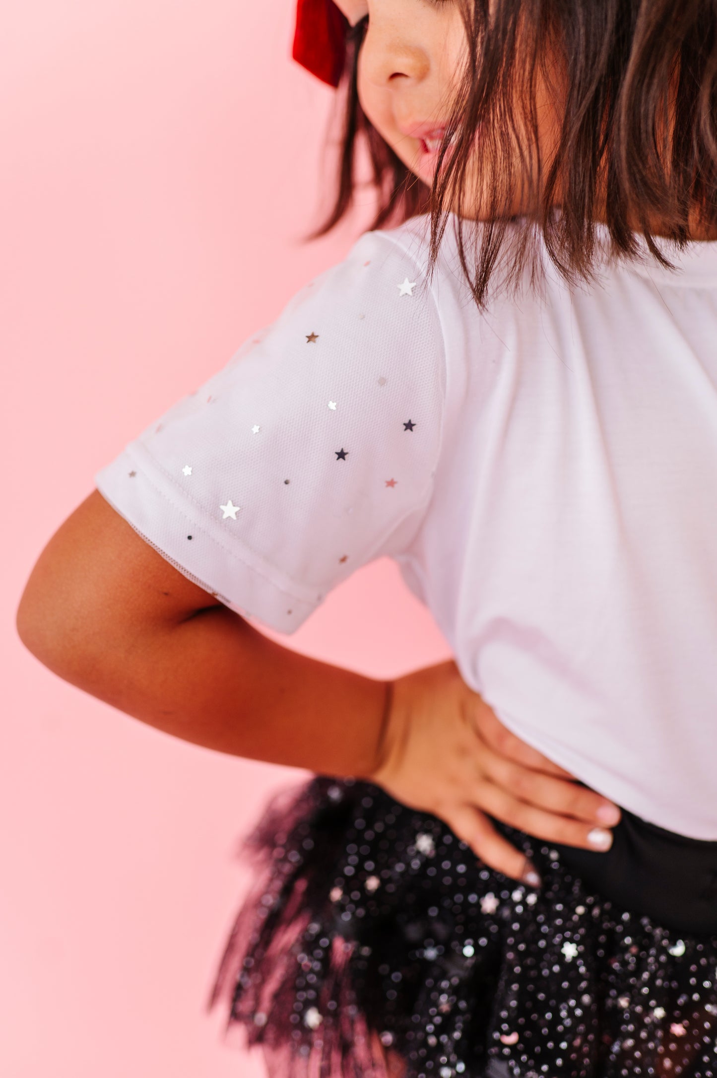 Fancy white & silver star tee