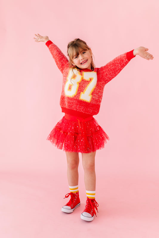Fuzzy 87 jersey sweater