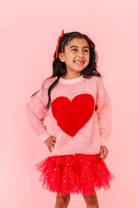 Fuzzy heart sweater