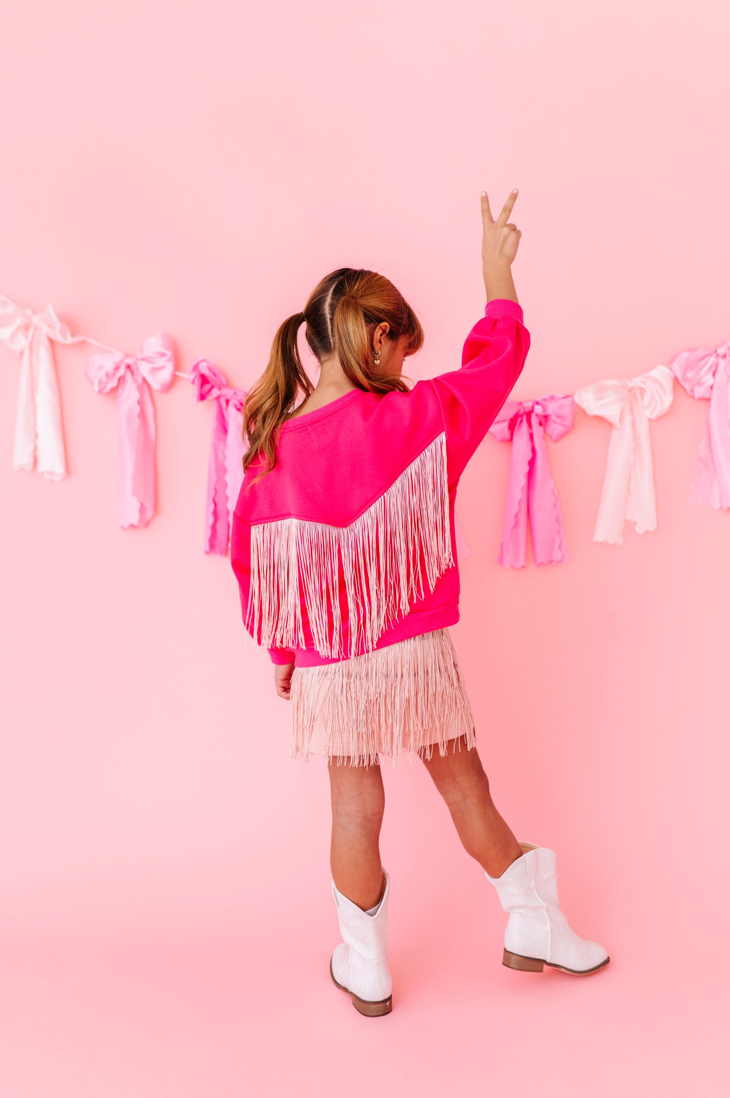 Dark pink fringe sweatshirt