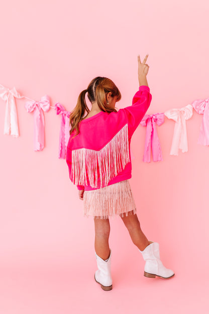 Dark pink fringe sweatshirt
