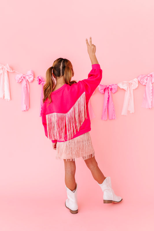 Dark pink fringe sweatshirt