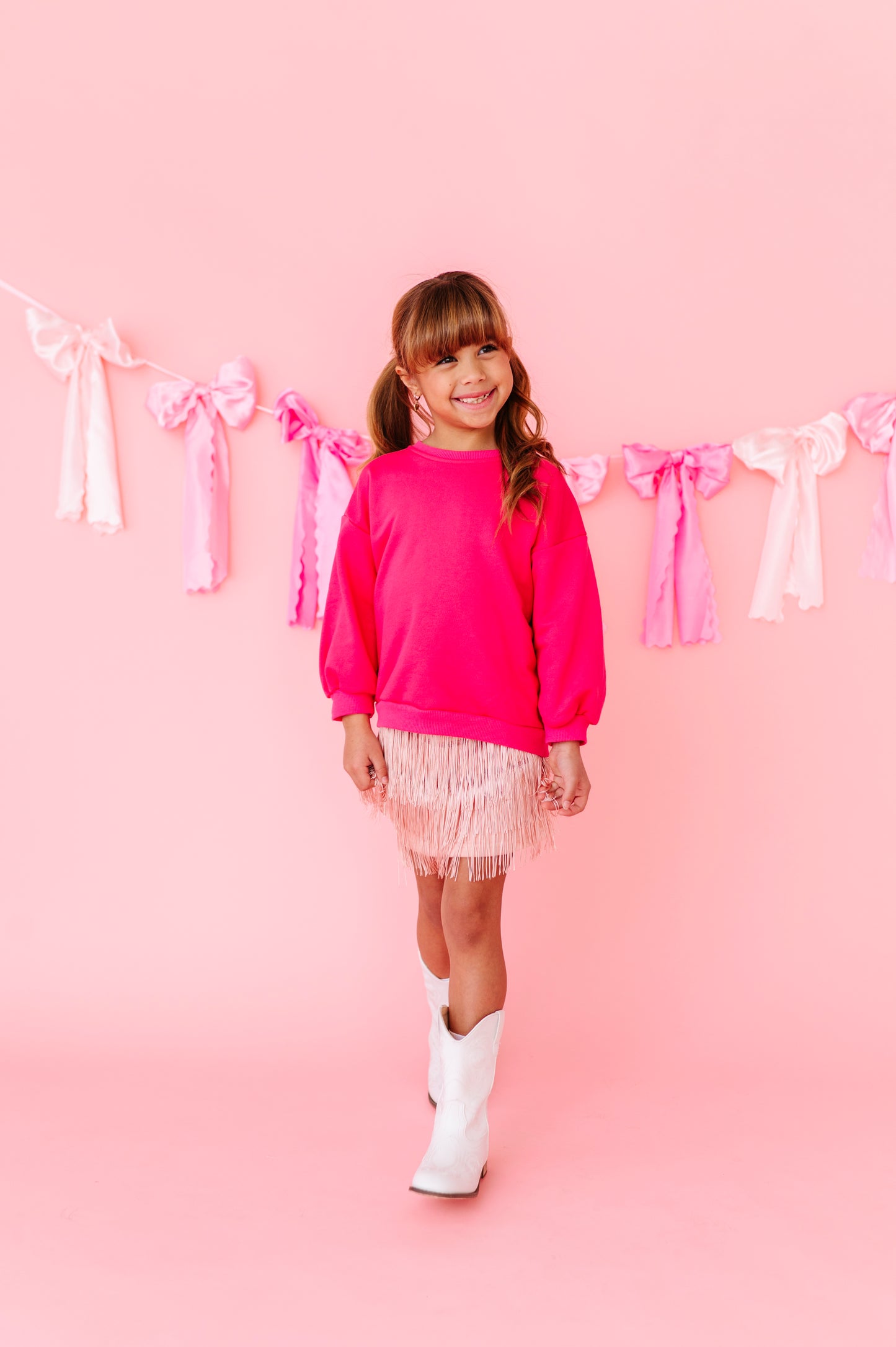 Dark pink fringe sweatshirt