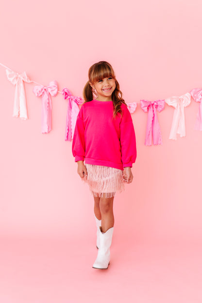 Dark pink fringe sweatshirt