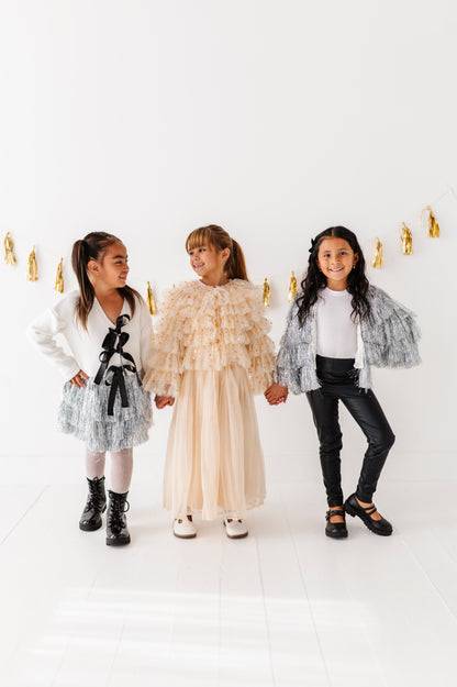 Silver fringe tinsel skirt