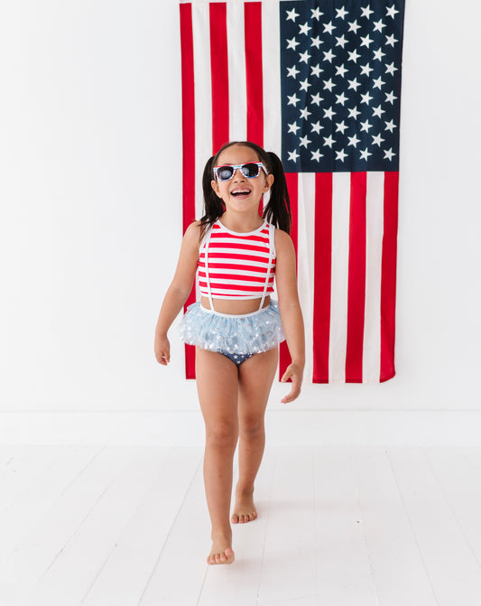 American suspender swimsuit