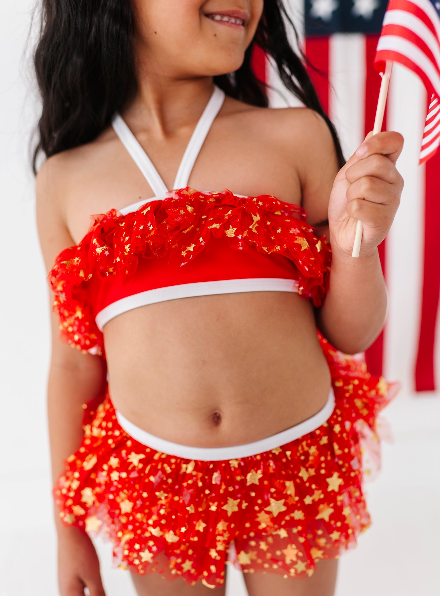 Red & star halter swimsuit