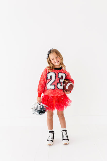 Fuzzy 23 jersey sweater
