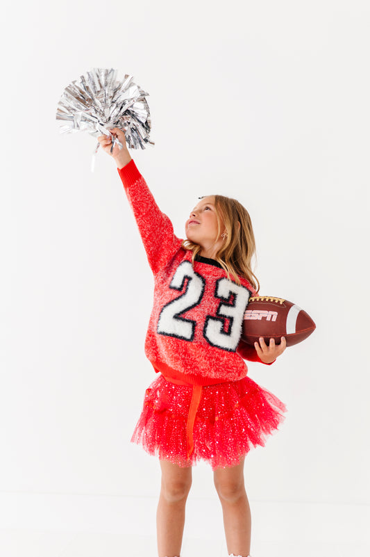 Fuzzy 23 jersey sweater