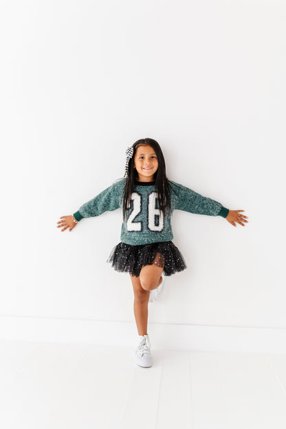 Fuzzy 26 jersey sweater