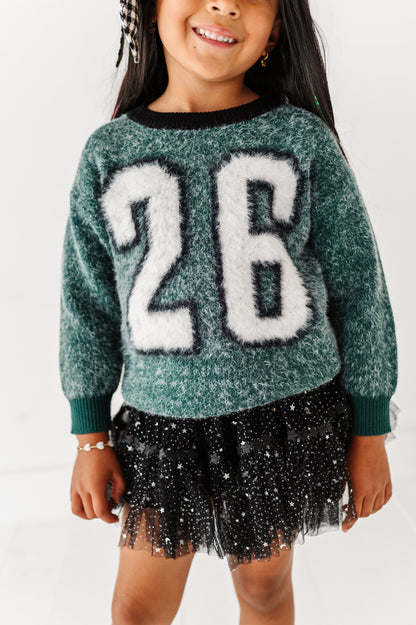 Fuzzy 26 jersey sweater