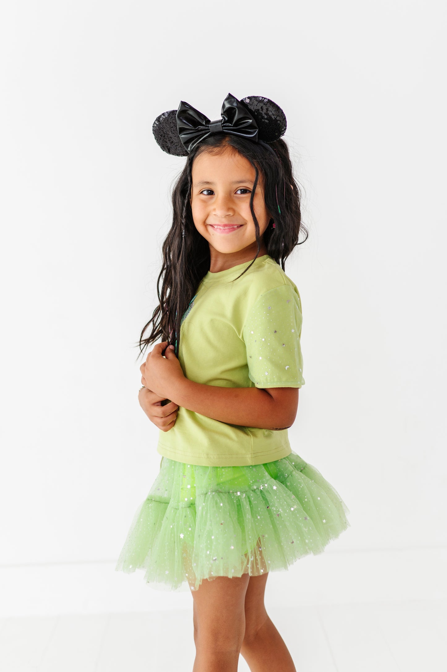 Lime Green & Silver star tee