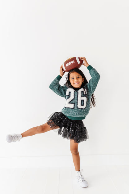 Fuzzy 26 jersey sweater
