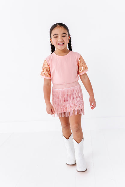 Sequins sleeve tee
