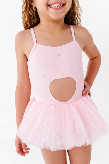 Pink heart one piece swimsuit