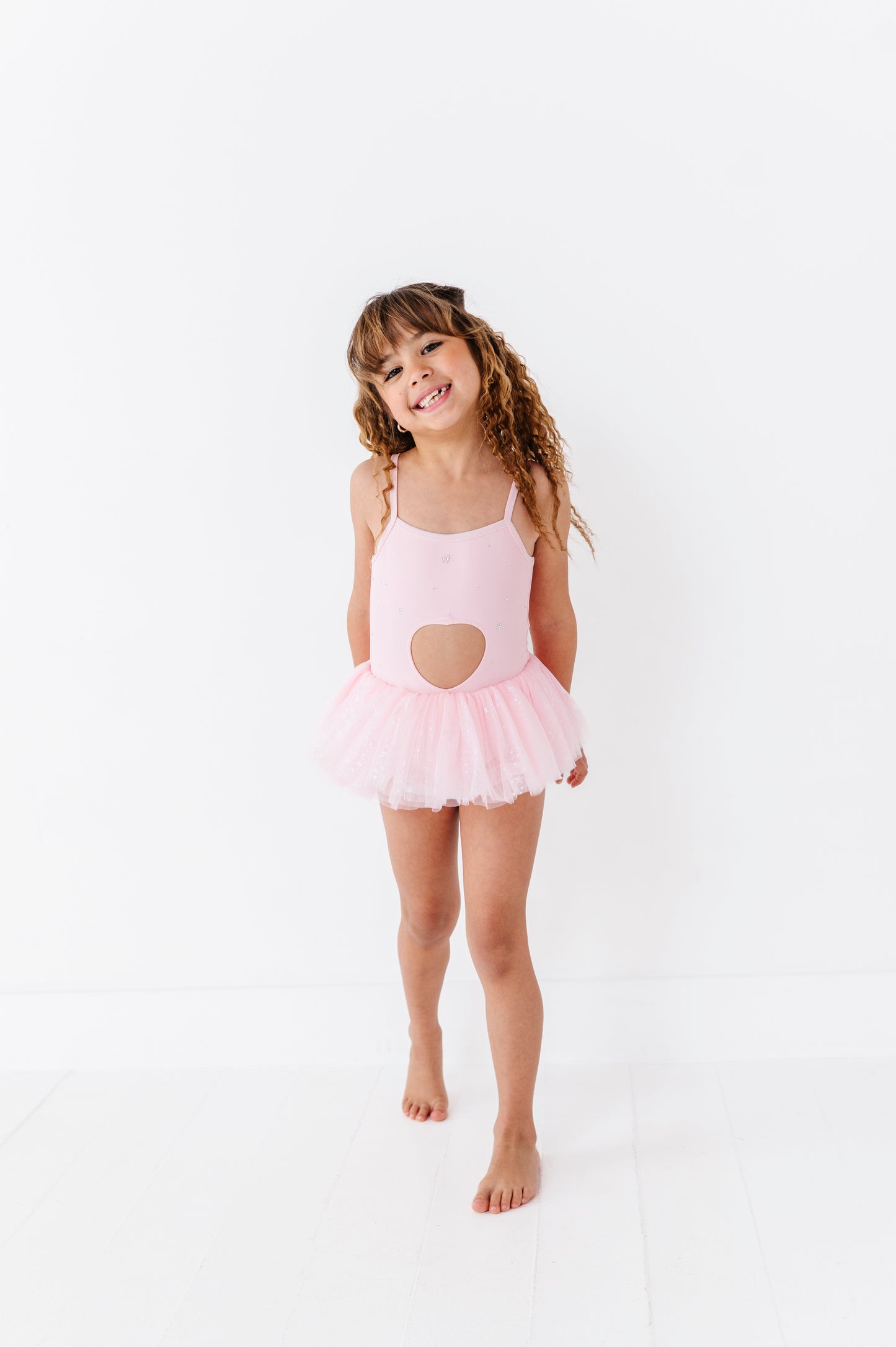 Pink heart one piece swimsuit