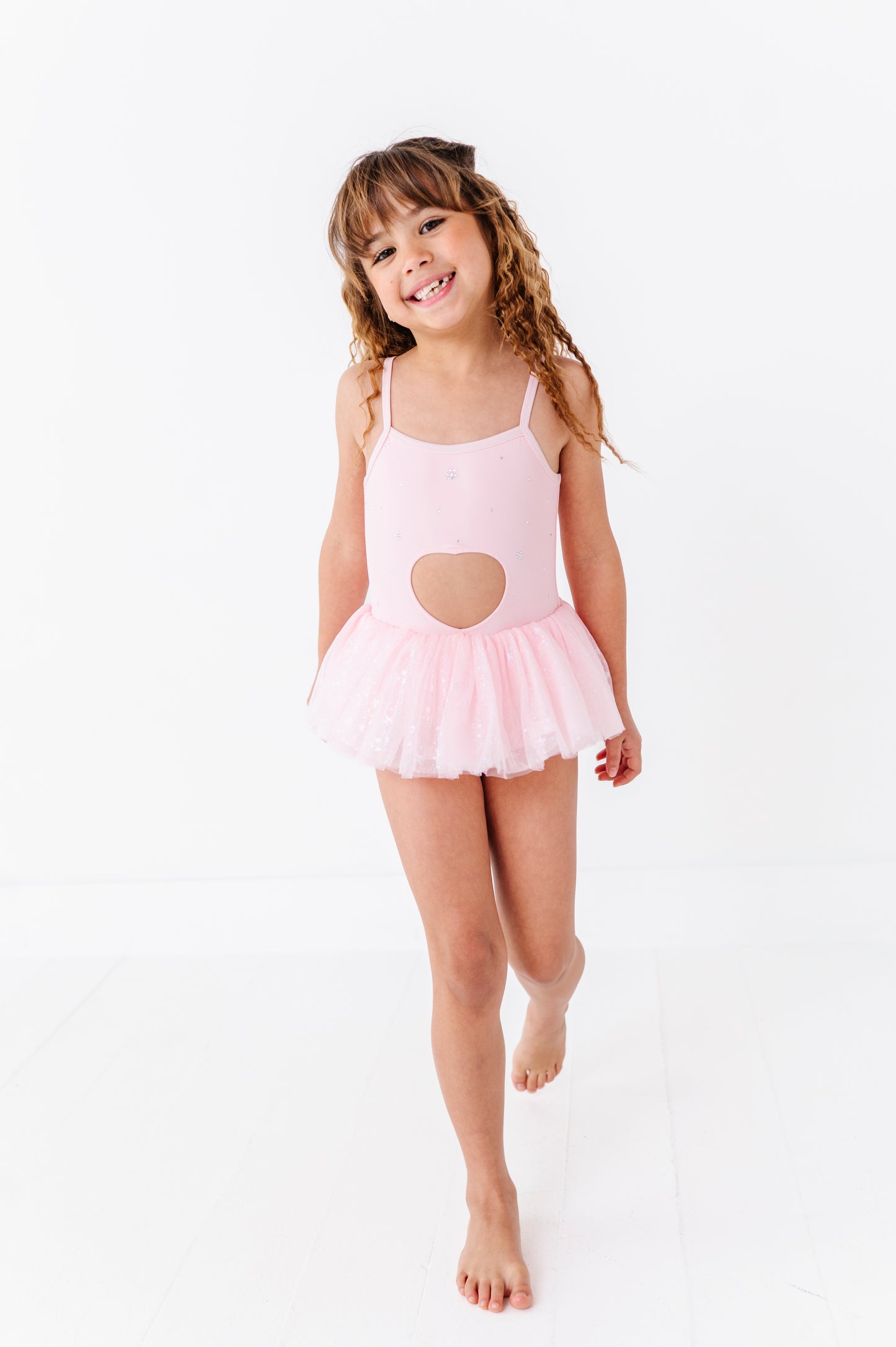 Pink heart one piece swimsuit
