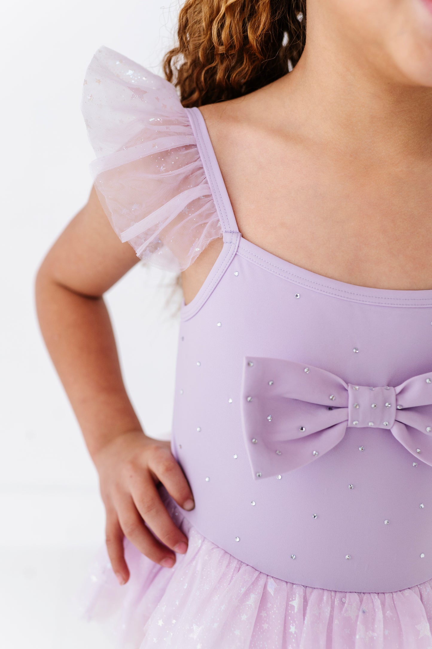 Purple bow one piece swimsuit