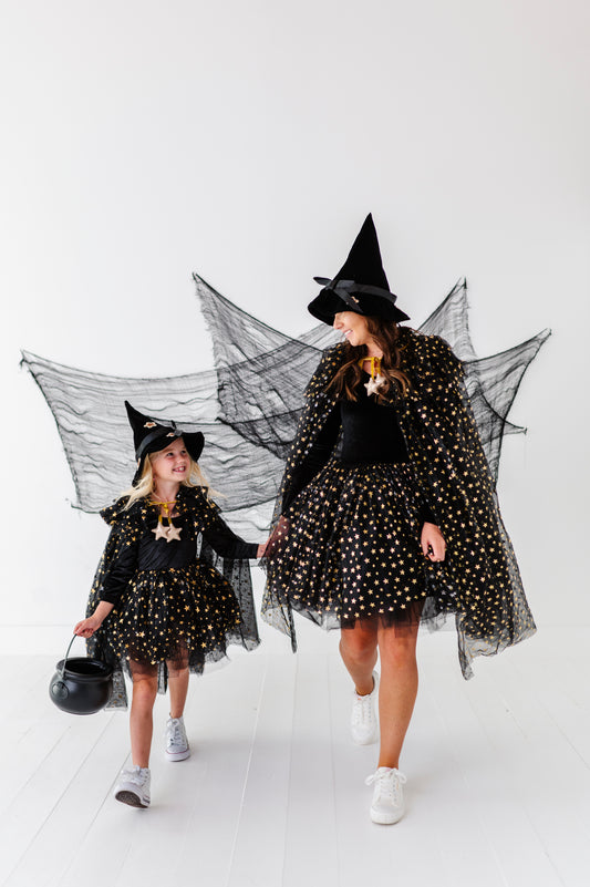 Womens Black whimsical witch