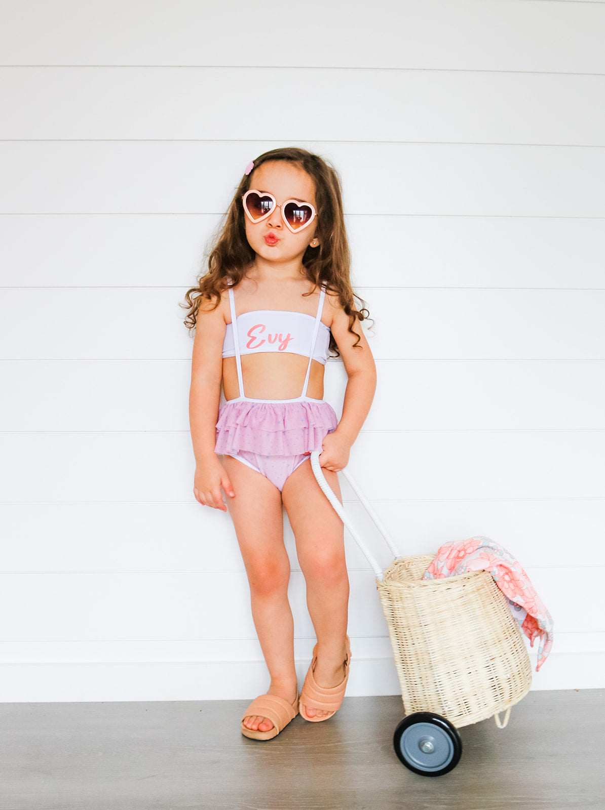 Pink with blue stars suspender swim