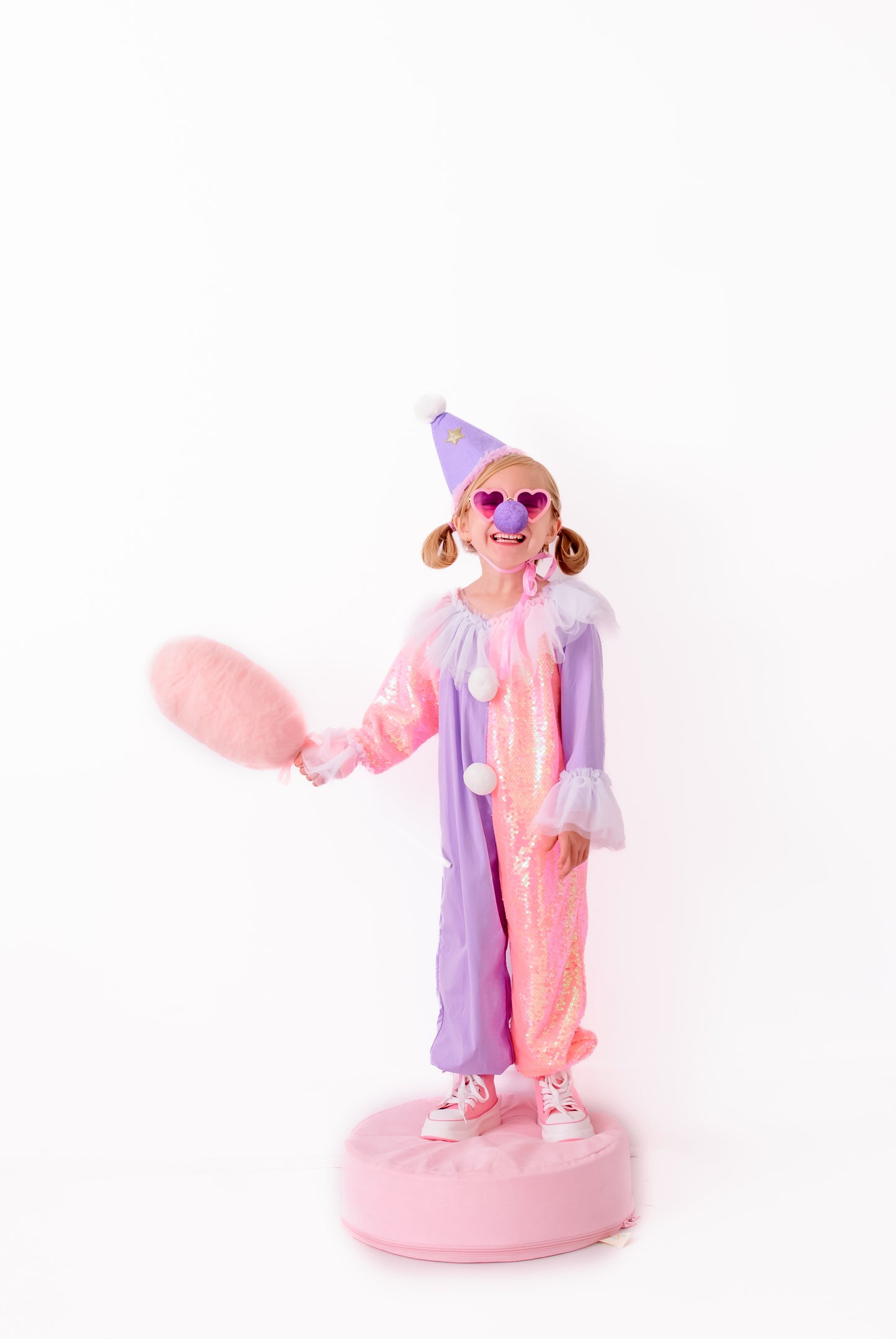 Purple & pink sequins clown costume