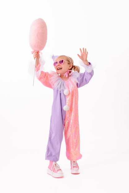 Purple & pink sequins clown costume