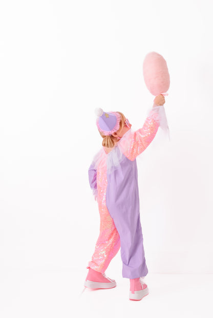 Purple & pink sequins clown costume