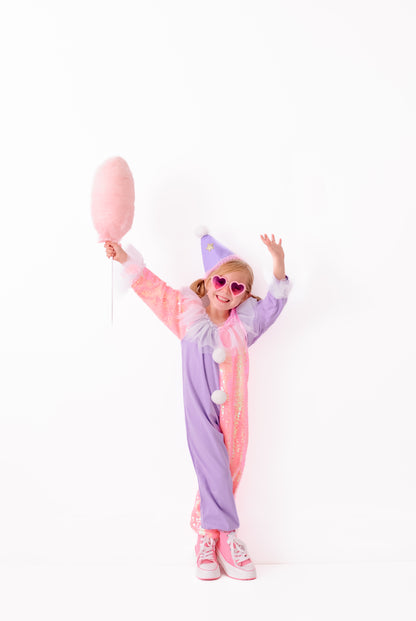 Purple & pink sequins clown costume