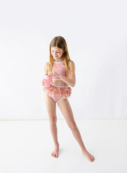 Pink Star suspender swimsuit