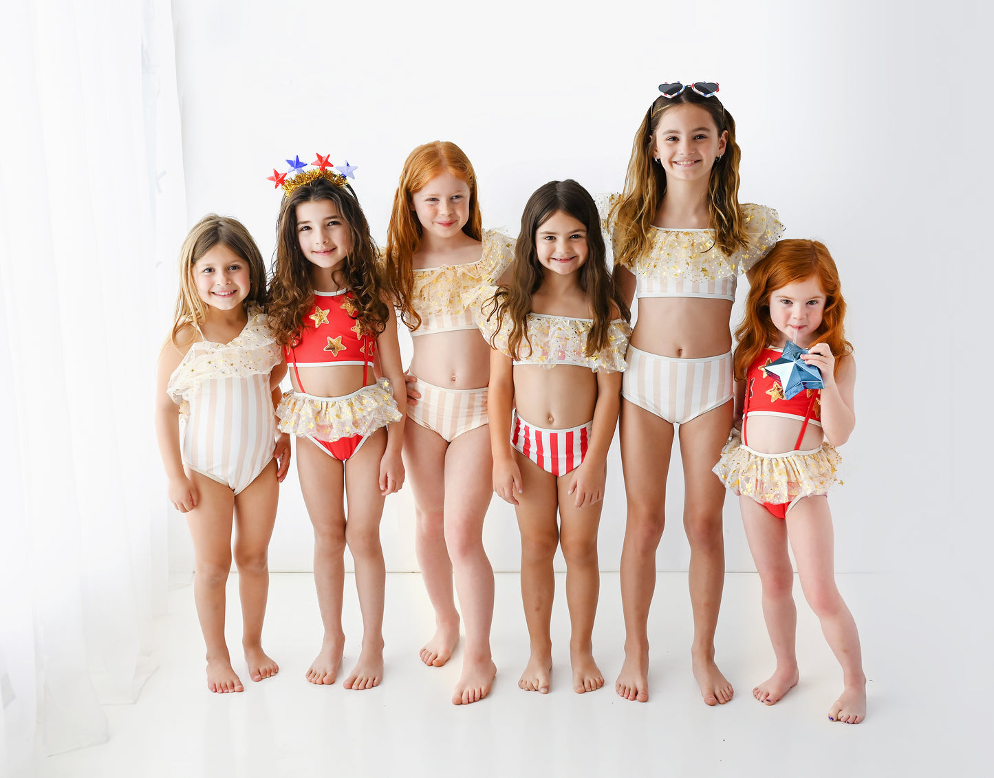 Red and white stripes with stars bikini