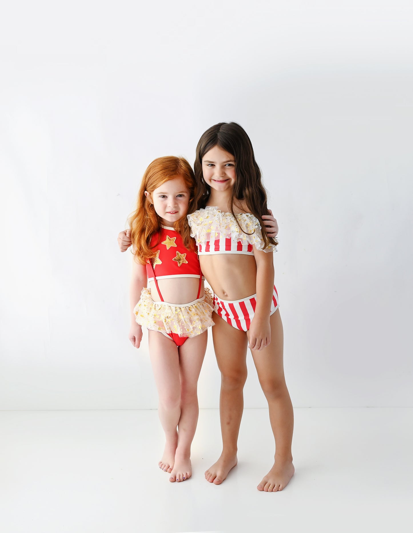 RESTOCK!!! Red and Gold stars - Suspender swimsuit