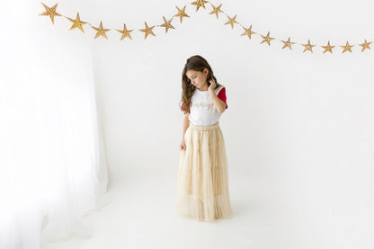 Gold pleated maxi skirt