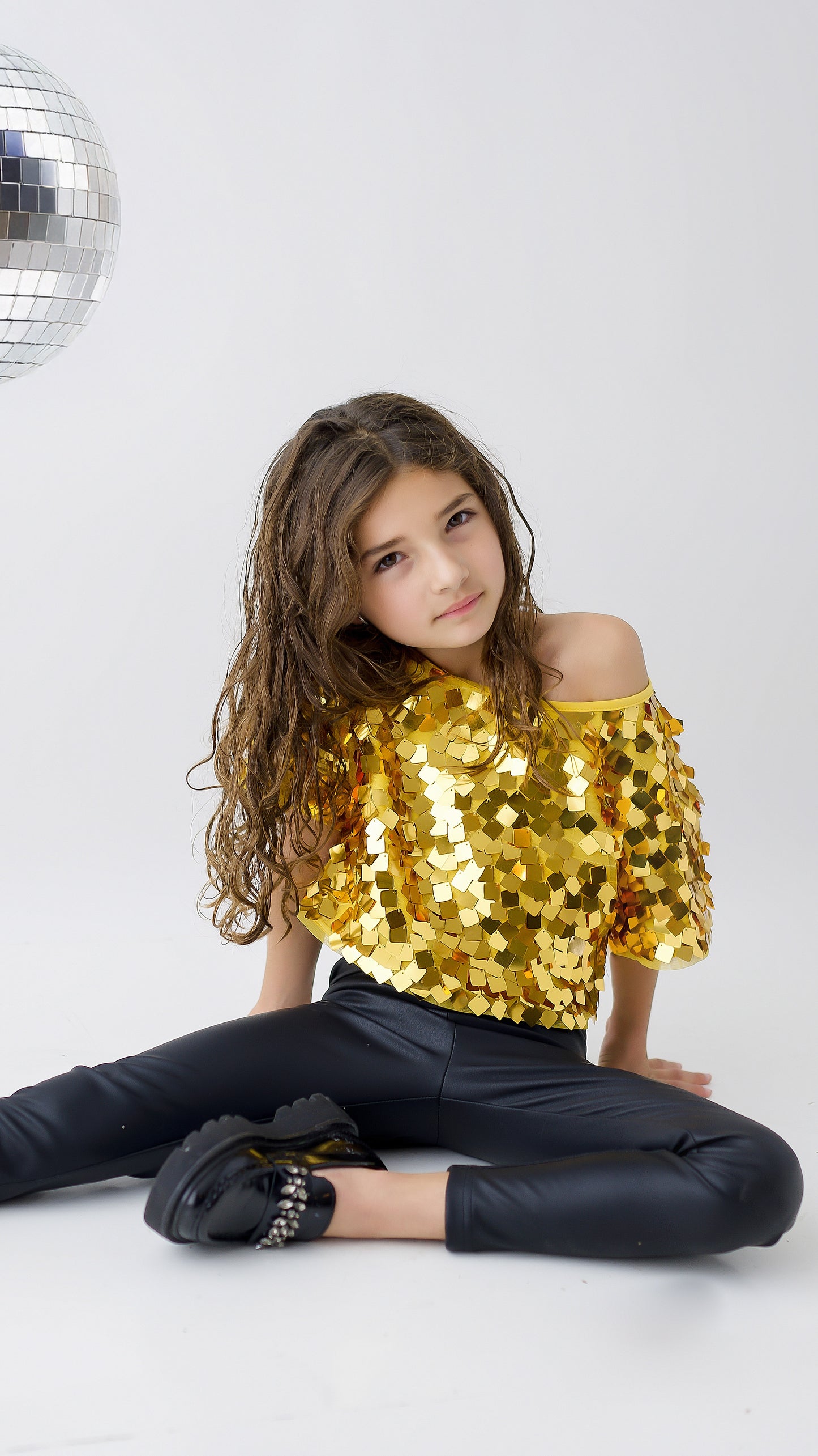 Gold sequins cropped top