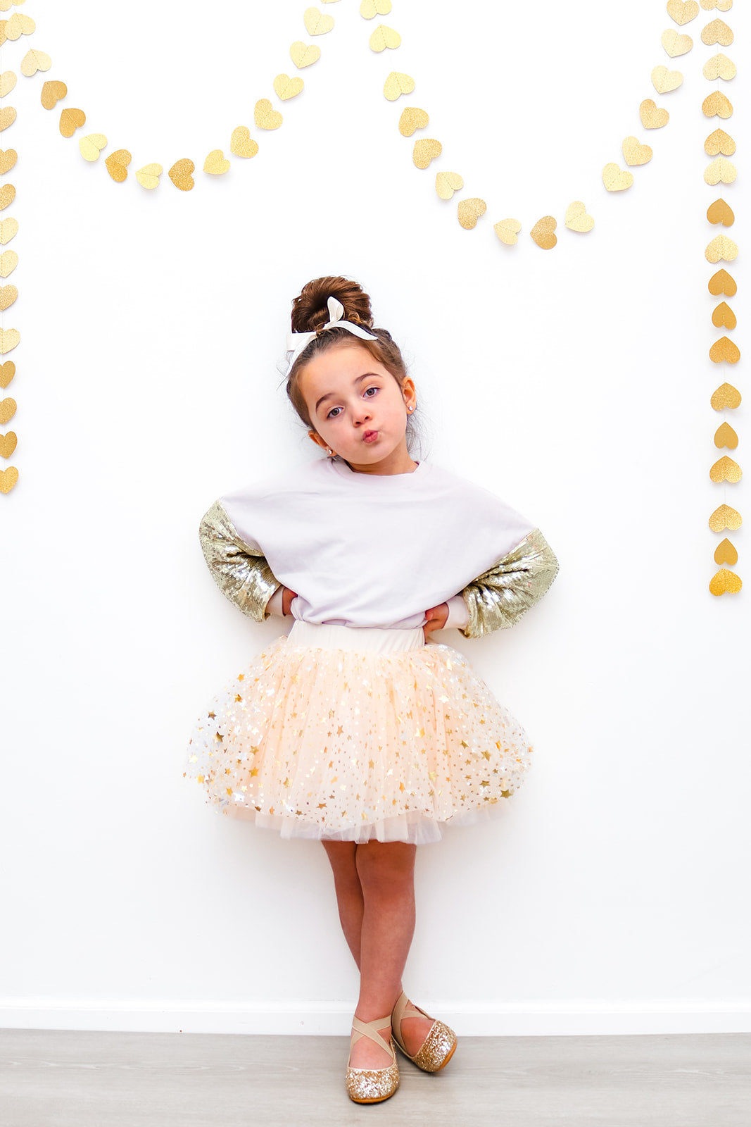 Beige & gold sequins sweatshirt