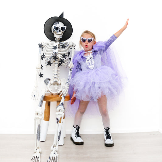 Purple whimsical skeleton
