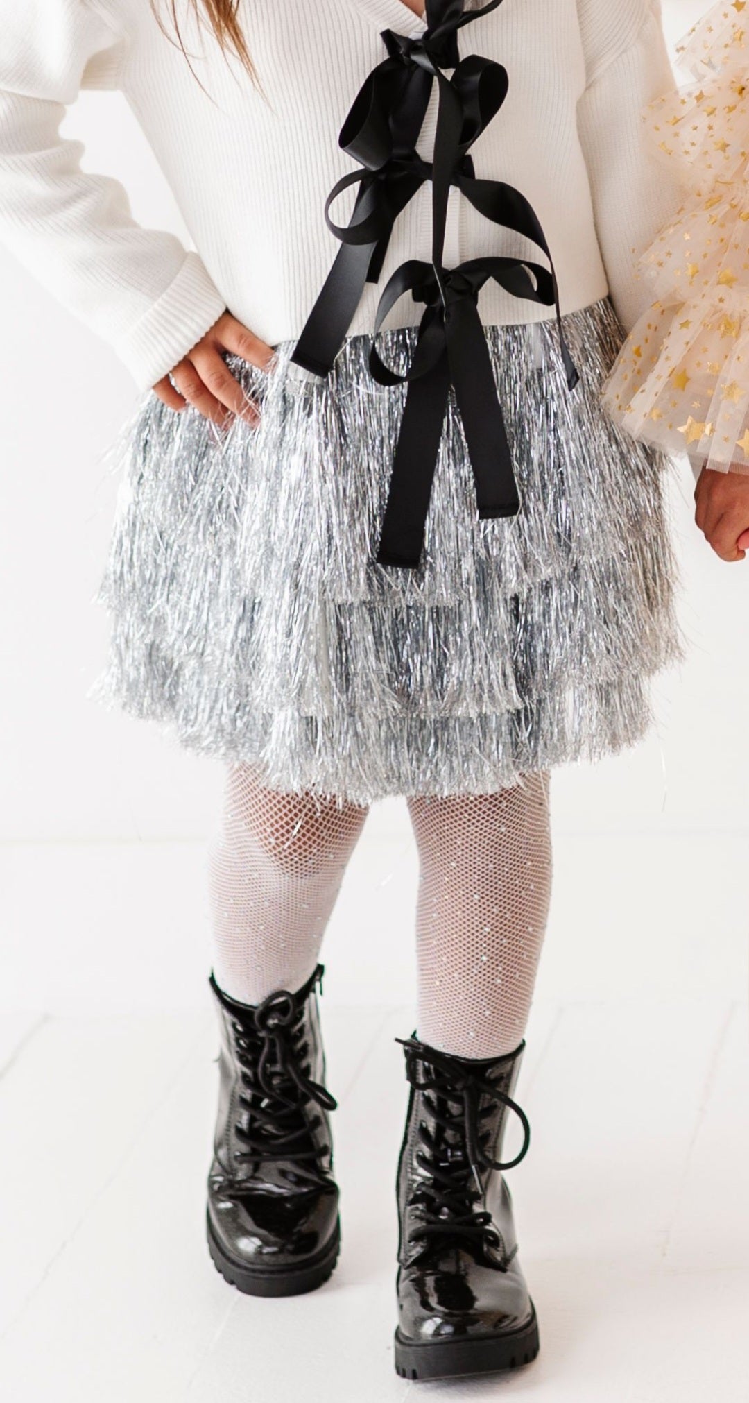 Silver fringe tinsel skirt