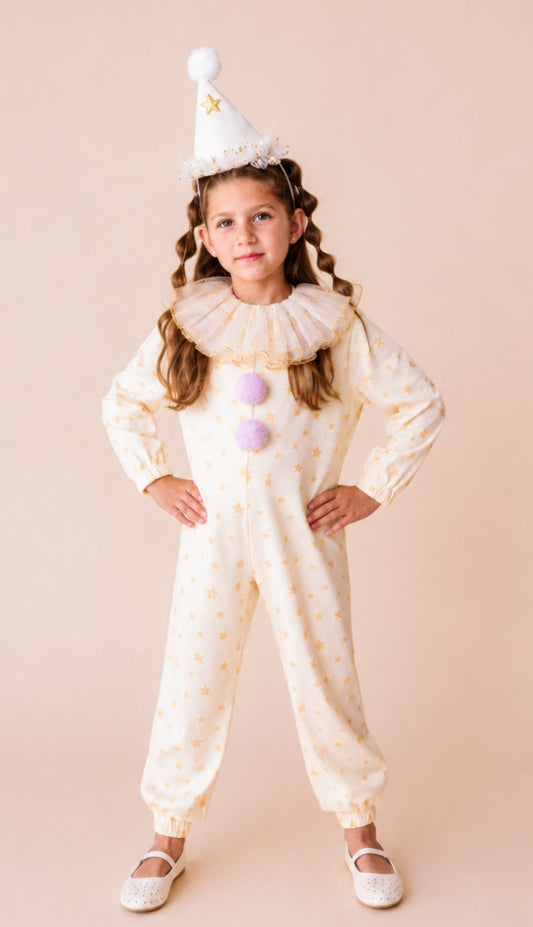 Cream with stars clown costume