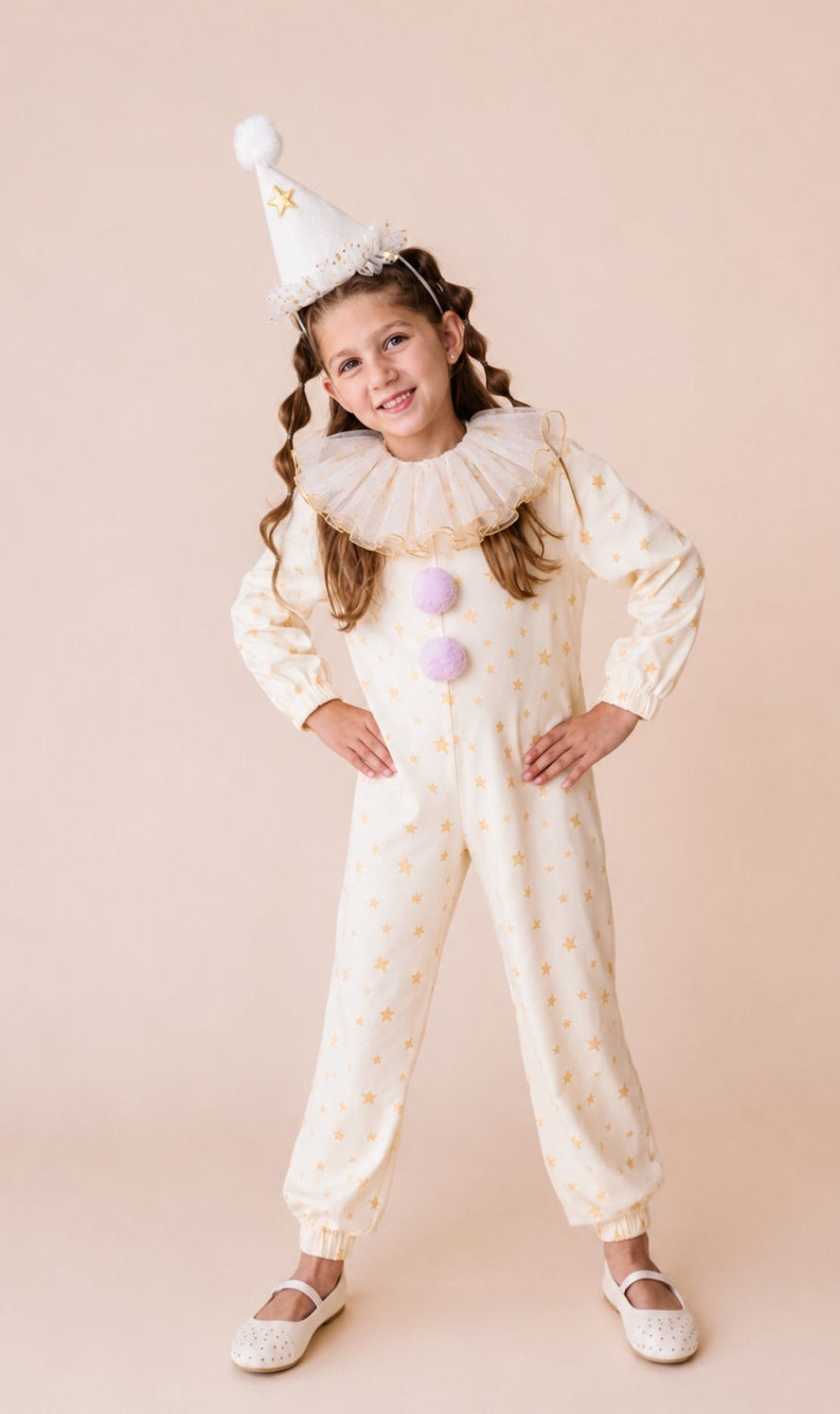 Cream with stars clown costume