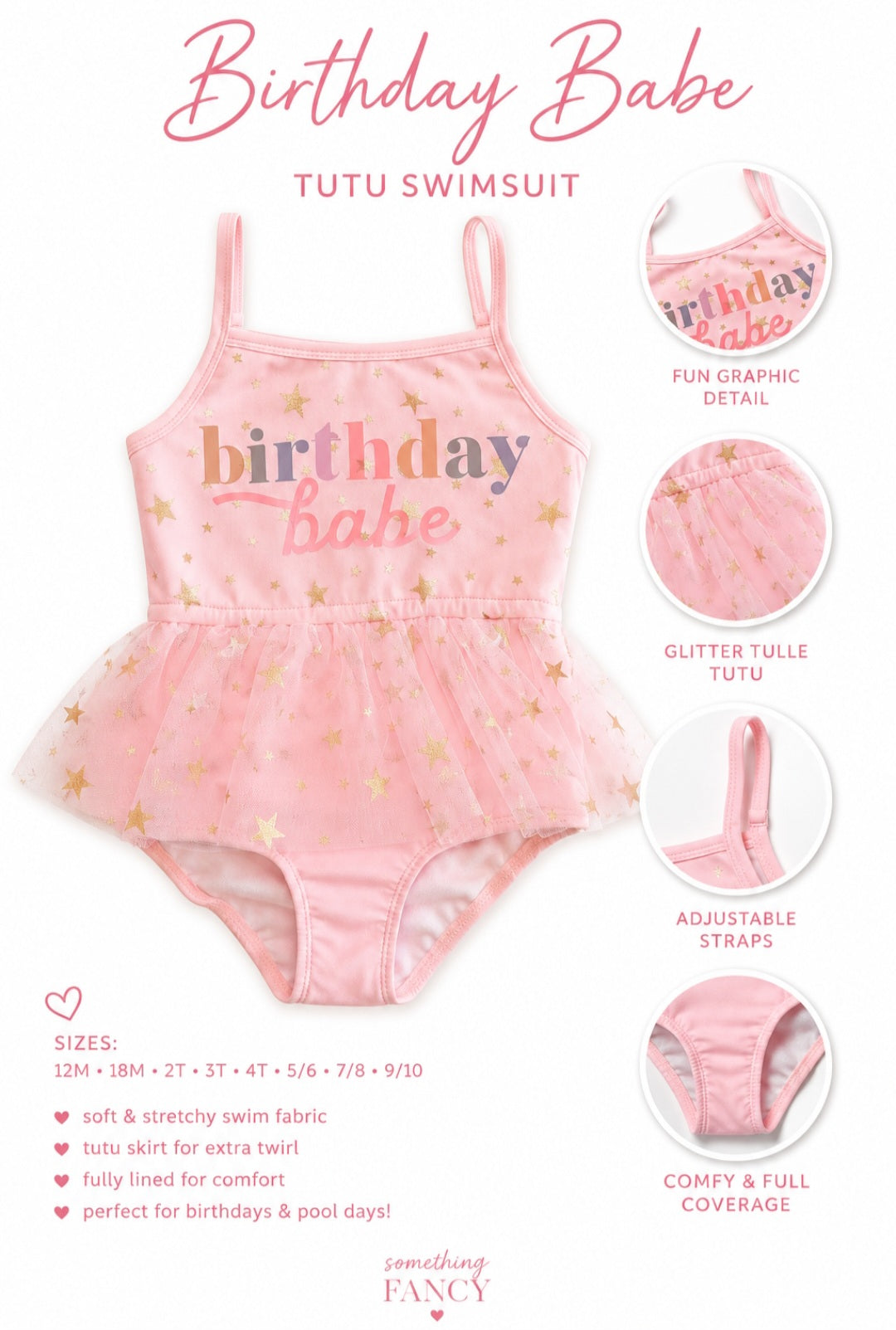 Birthday babe star one piece swimsuit