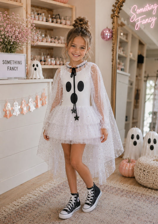 Sleevless fancy ghost romper costume