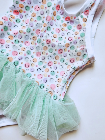 Pastel Smiley - Tutu Leotard/Swimsuit