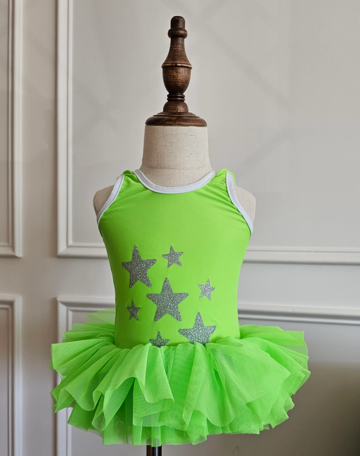 Neon Green Stardust - Tutu Leotard/Swimsuit