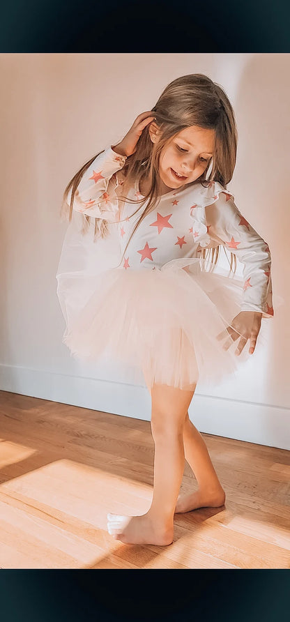 Cream tutu with pink stars