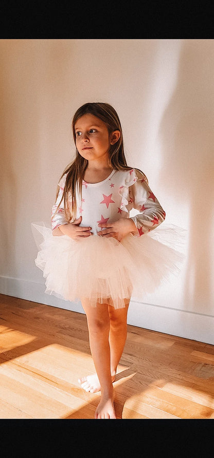 Cream tutu with pink stars